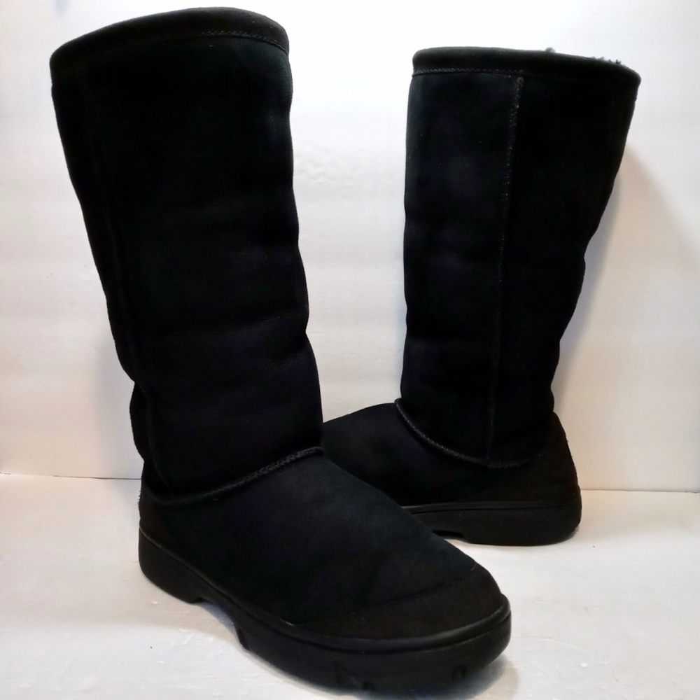 Ugg Ultimate Tall II Black Suede Shearling Lined Boots